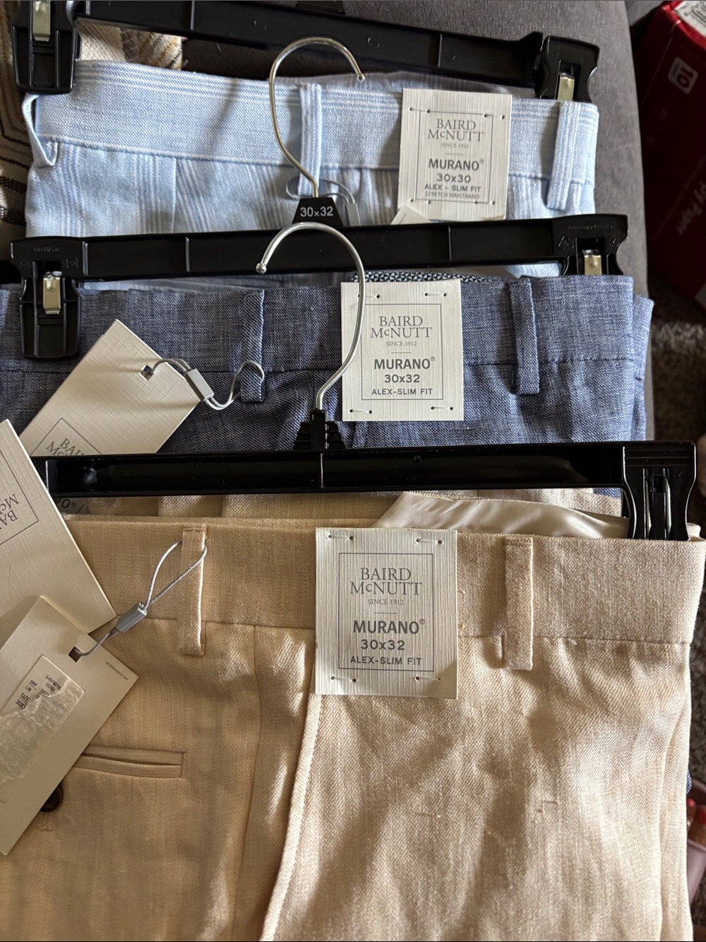 Murano Men Pants Trio in Light Blue, Slate Blue, and Beige